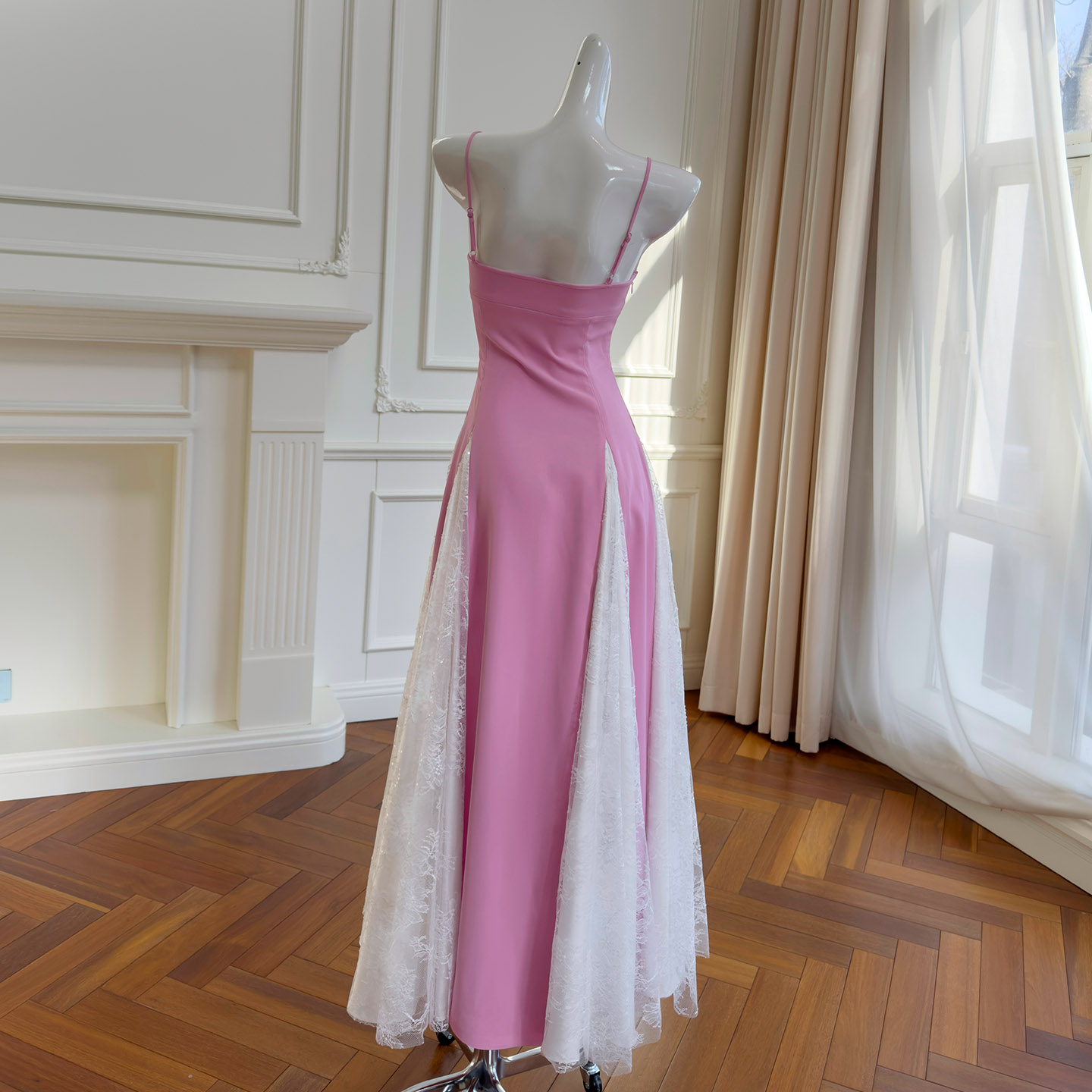 Pink & White Contrast Spaghetti Strap Maxi Dress69634