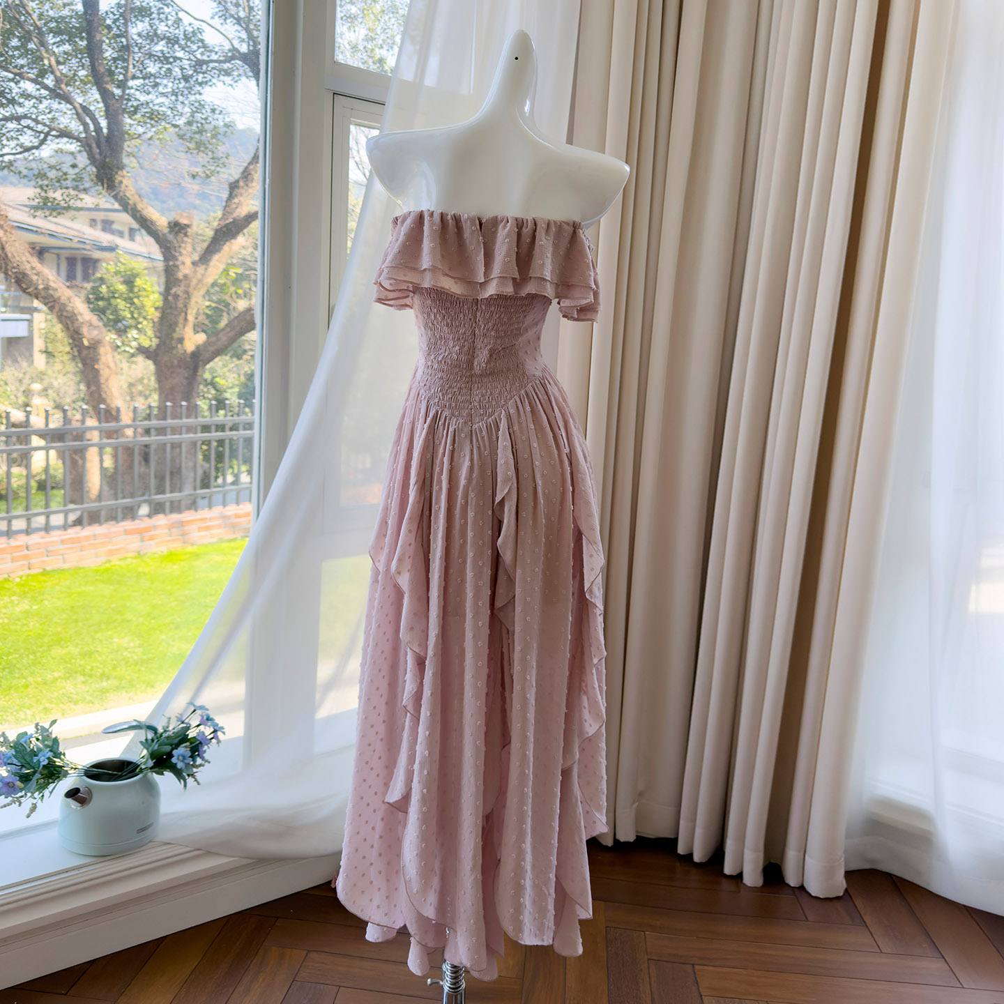 Summer New French Style Vacation Purple Spaghetti Strap Dress, Sleeveless, Long Train, Atmosphere Feeling Maxi Dress For Beach Holiday69622