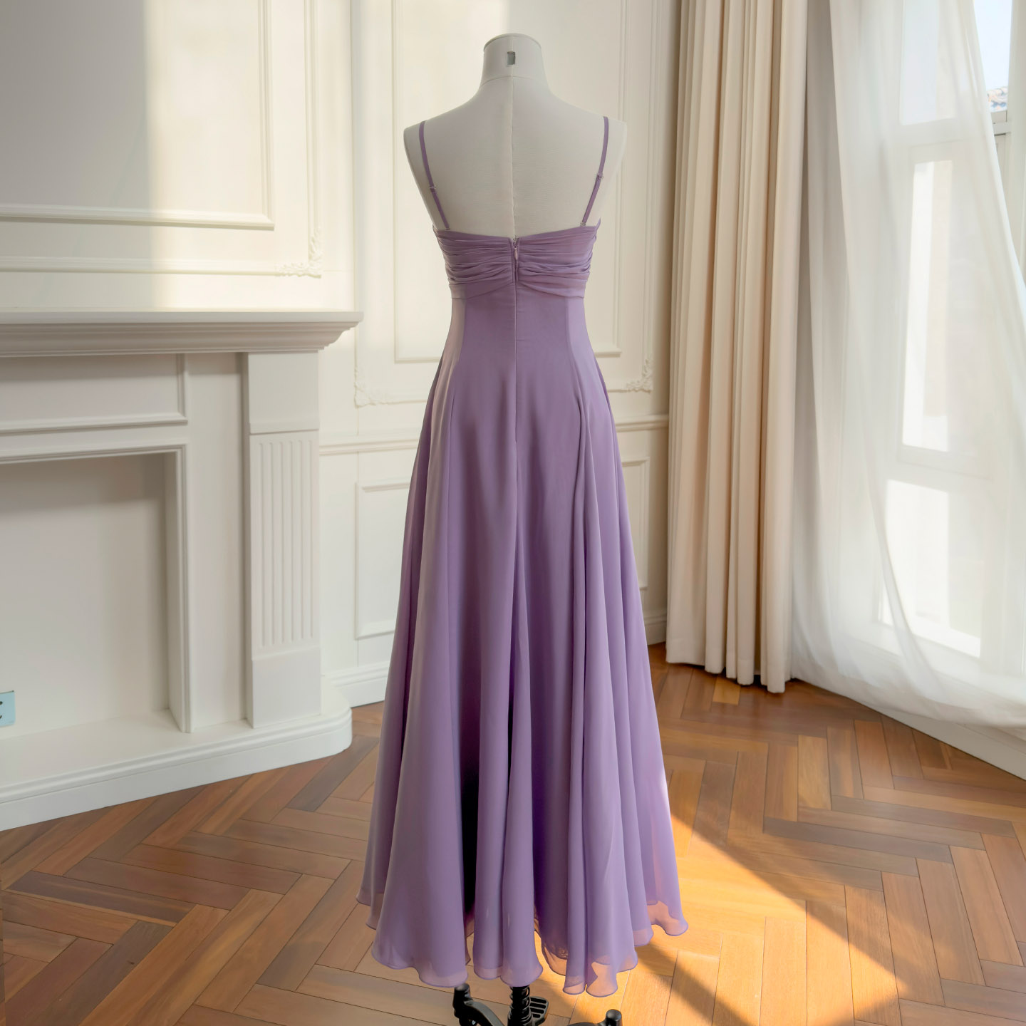 Yigelila 2026 Spring & Summer New Arrival, Purple Strapless & Spaghetti Strap Waist-Fitted Slim Long Evening Dress69637