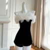 Black & White Color Block Off-the-Shoulder Romper51422