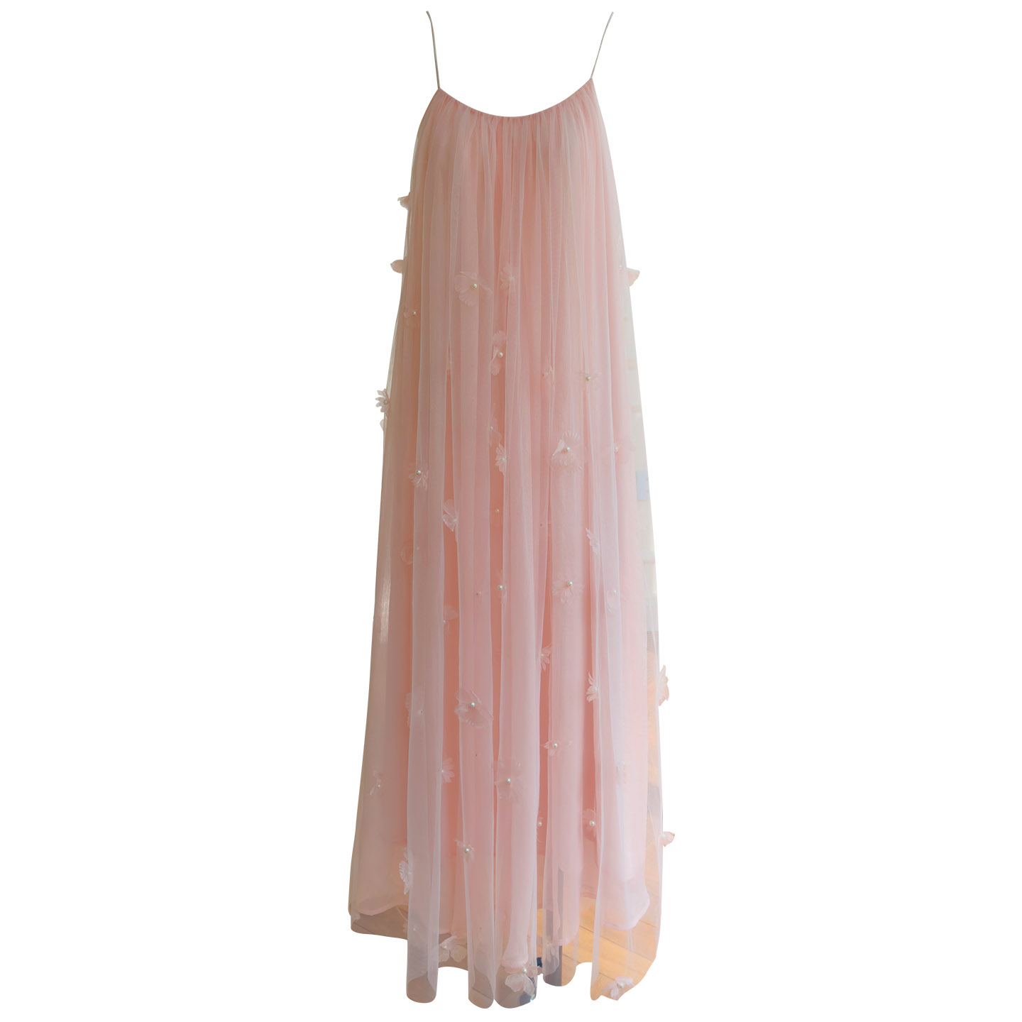 Dusty Rose Loose Fit Sheer Tulle Maxi Dress69731
