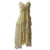 Butter Yellow Asymmetrical Ruffle Halter Maxi Dress69172