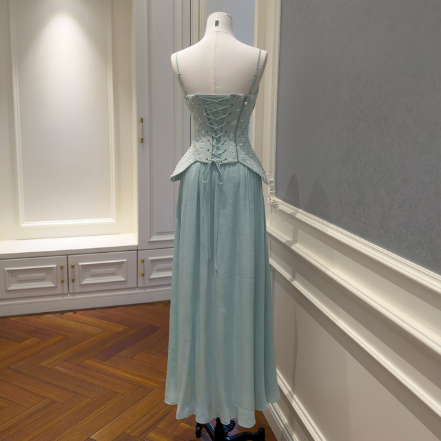 Light Mint Green Spaghetti Strap Corset Two-Piece Set51438+71523