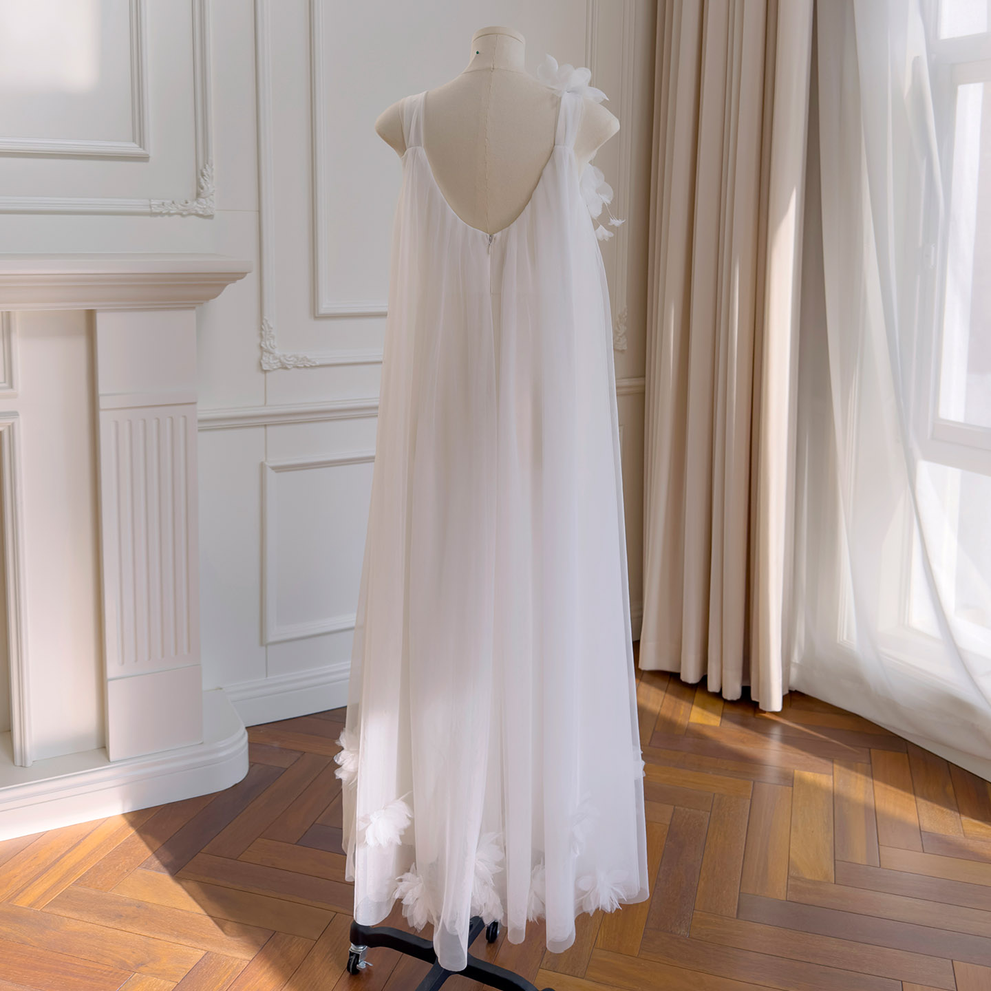 White 3D Floral Tulle Fairy Maxi Dress69590