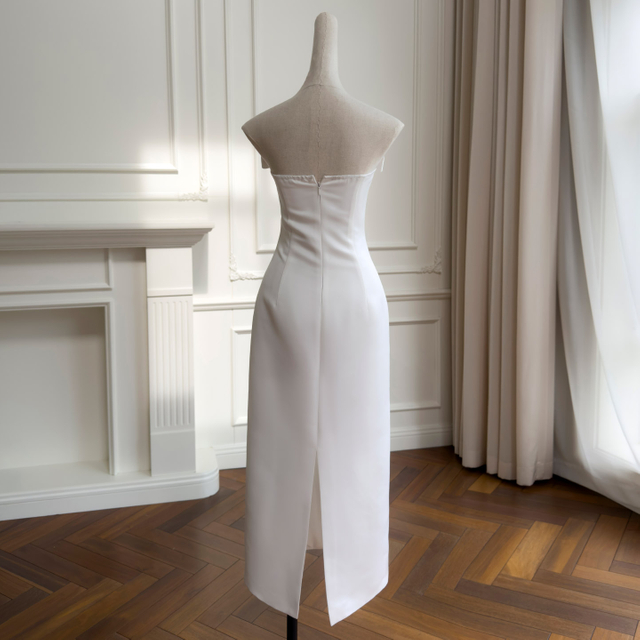 Rich Girl Style White Strapless Evening Gown69582