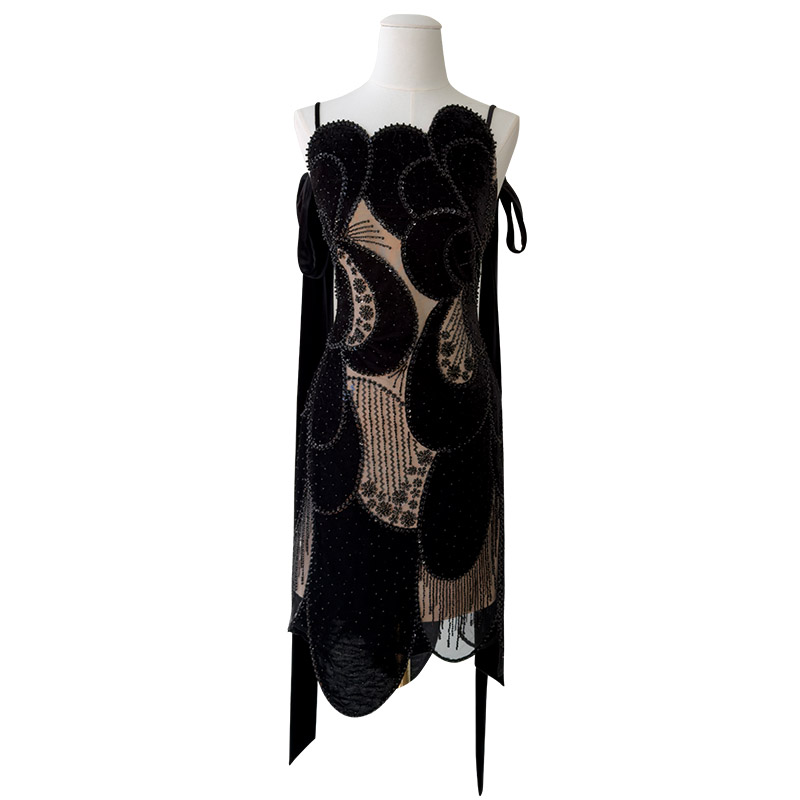 Socialite Style Black Velvet Dress69629