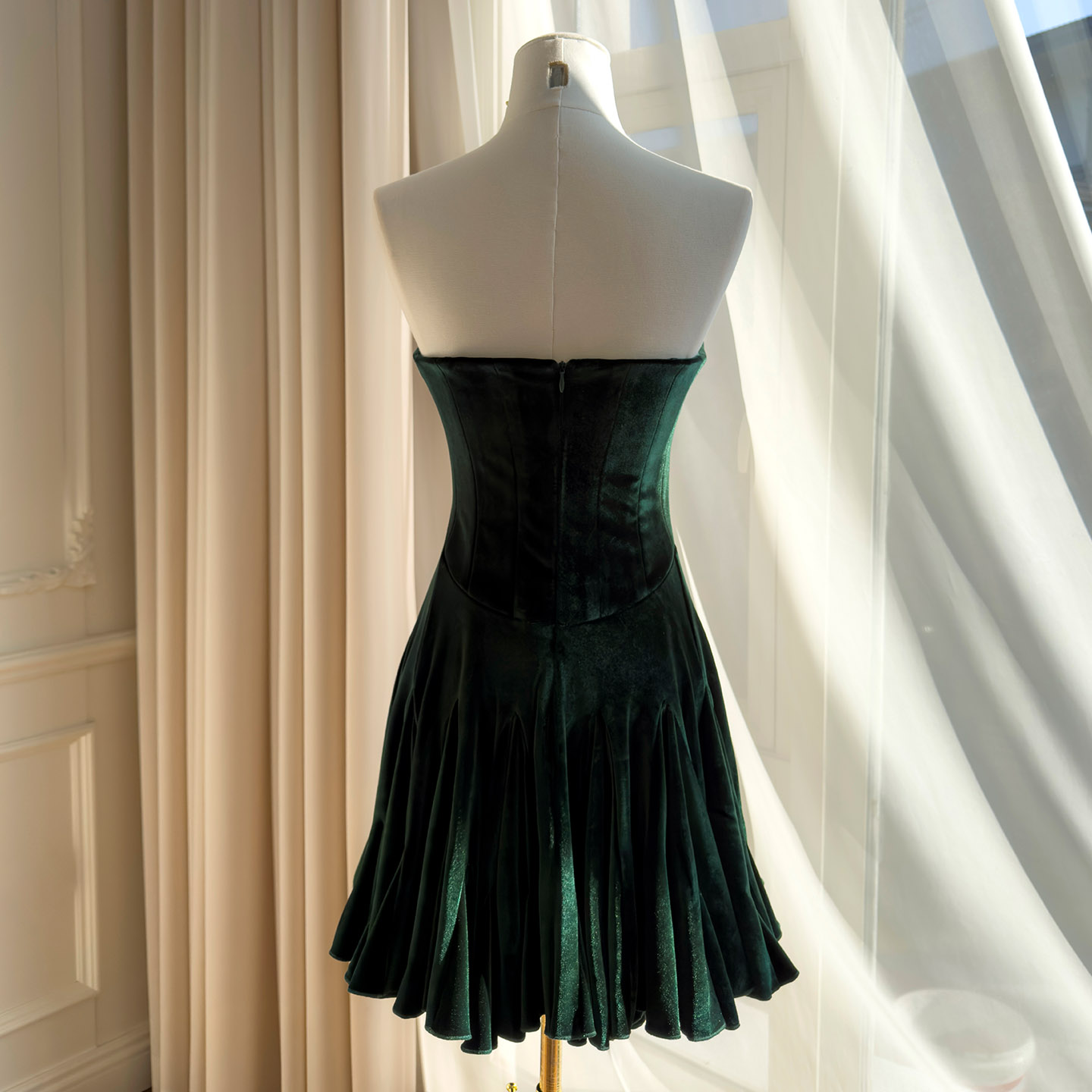 Vintage Dark Green Velvet Slip Dress69670
