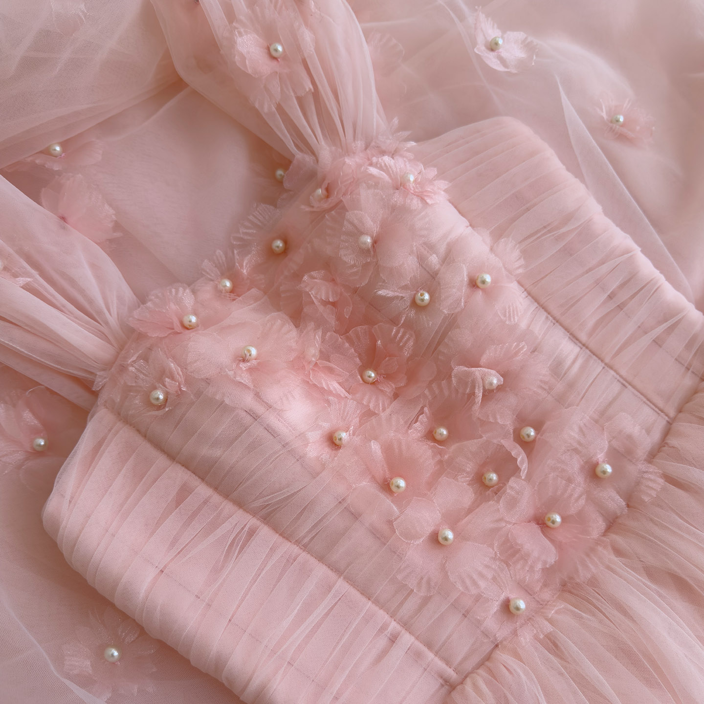 Light Pink Off-the-Shoulder Tulle Dress69592