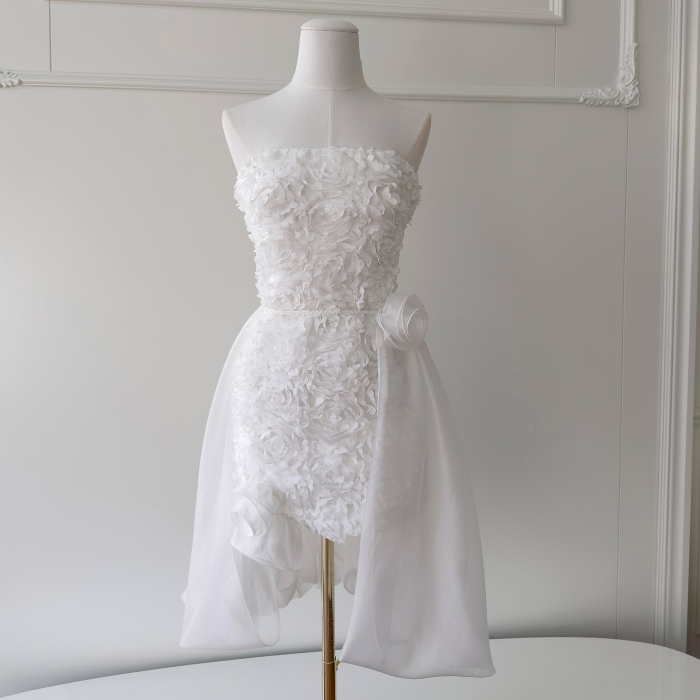 New European and American Style Sexy Square Neck Floral Bodycon White Sleeveless Spaghetti Strap Fluffy Ball Gown Dress69573