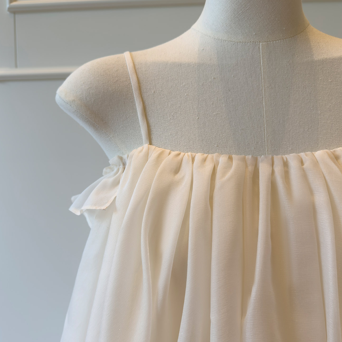 French Cream White Strapless Camisole Long Top with White Long Skirt 71525+51423 