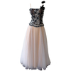 Heavy Embroidered Sheer Tulle Spliced Nude Pink Spaghetti Strap Dress69673