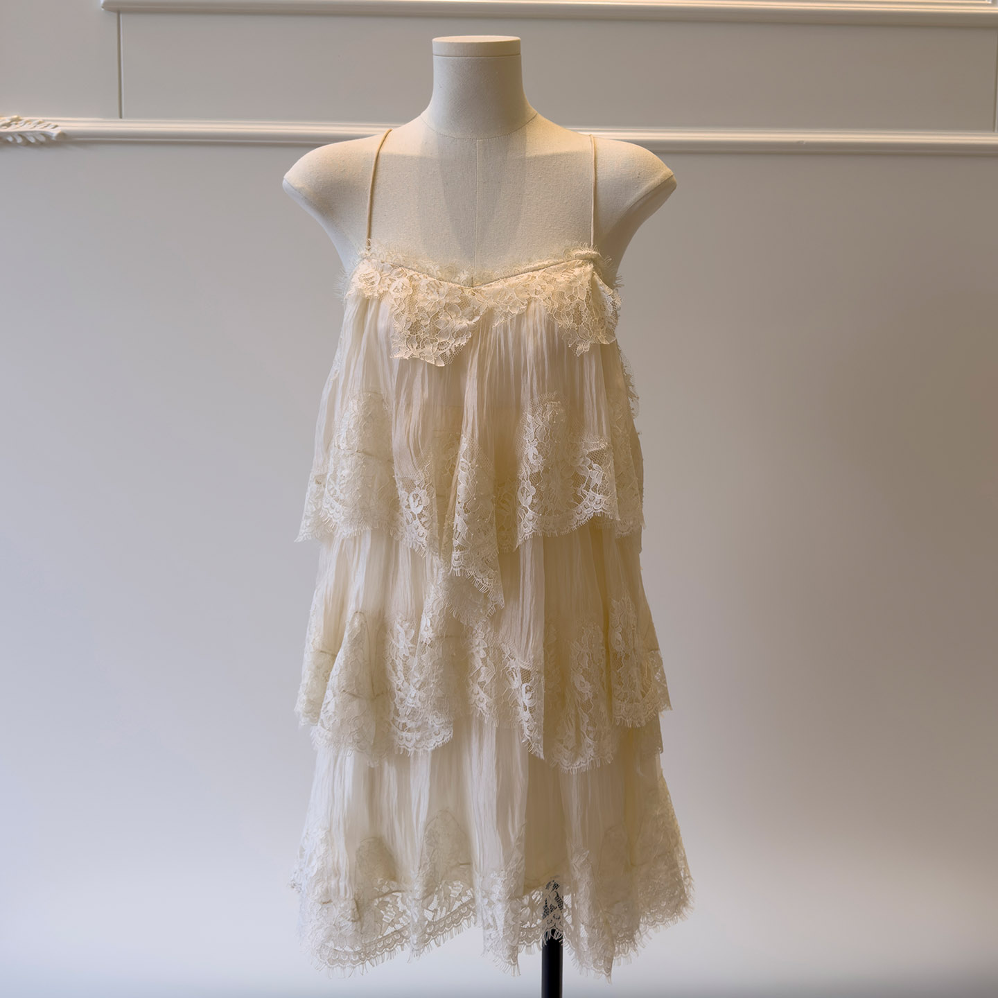 Apricot Lace Tiered Spaghetti Strap Cake Mini Dress69682