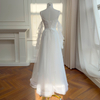White Square Neck Long Sleeve Tulle Dress69591