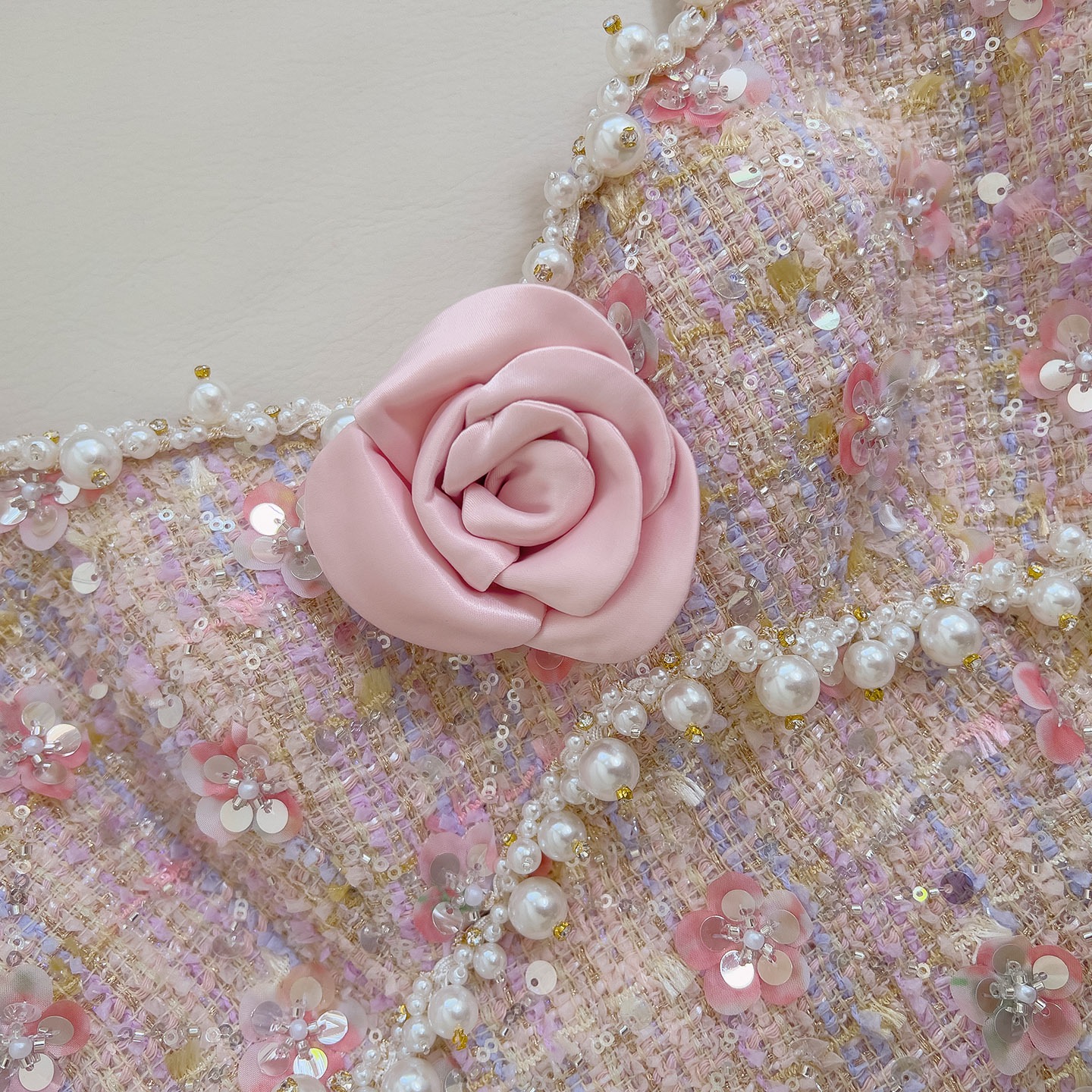 Peach-pink Sleeveless Backless Elegant Long Tweed Dress