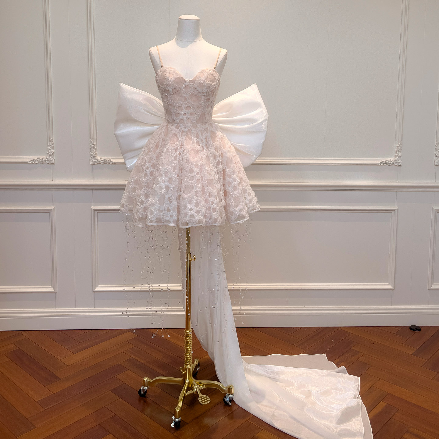 Pink Spaghetti Strap Crystal Fringe Cocktail Dress69487