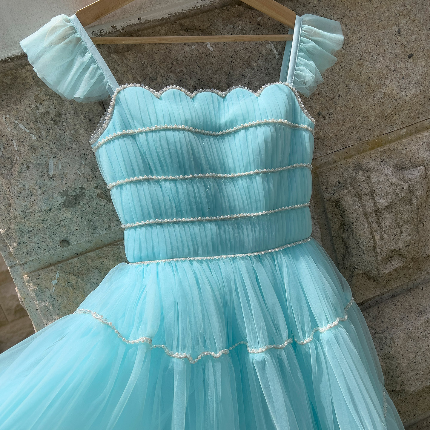 Fresh Mint Green Tulle Tiered Cake Dress69083