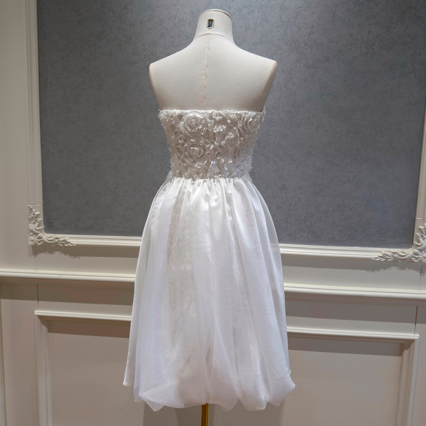 New European and American Style Sexy Square Neck Floral Bodycon White Sleeveless Spaghetti Strap Fluffy Ball Gown Dress69573