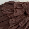Vintage-Inspired Brown Tiered Lace Ruffle Spaghetti Strap Maxi Dress69680