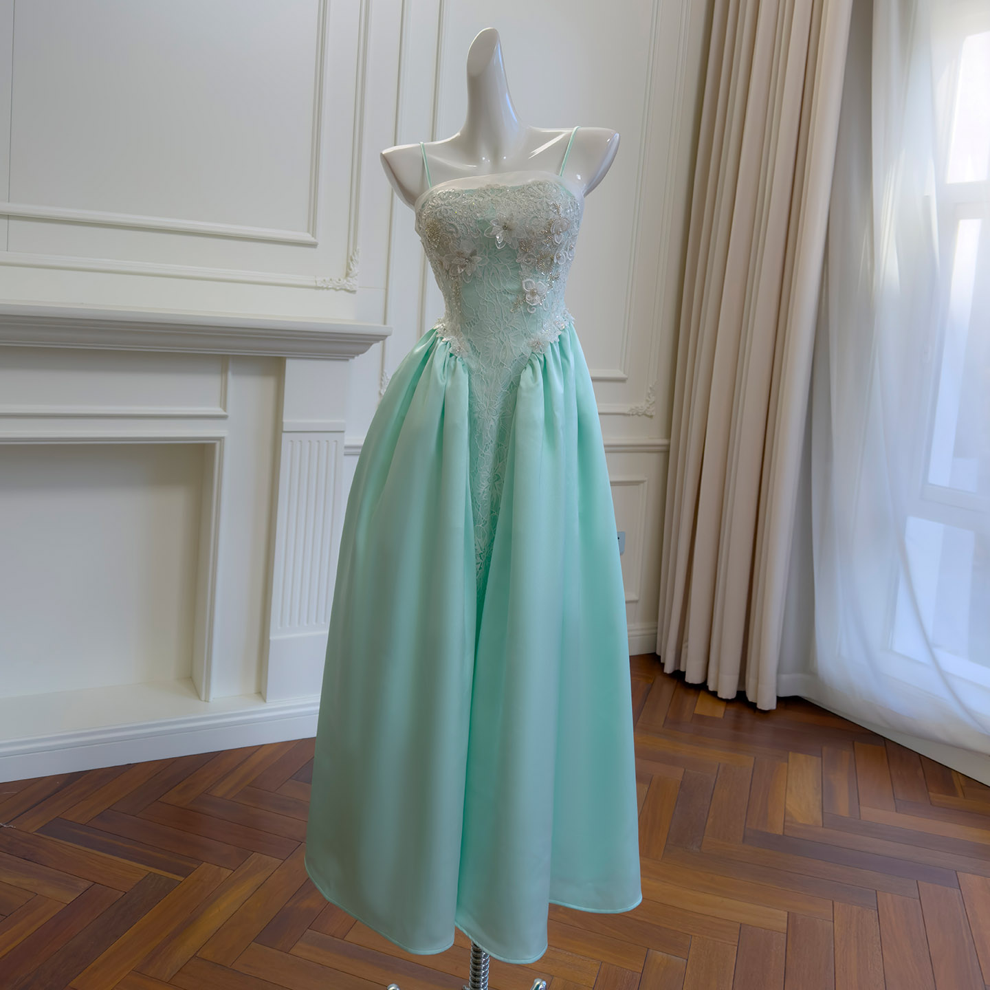 Niche Design Spaghetti Strap Tube Dress, French Elegant Celebrity Style, Waist-Fitted Slim Fit Midi Flared Party Dress69553