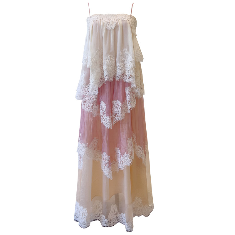 Romantic Tiered Lace Spaghetti Strap Dress 69535