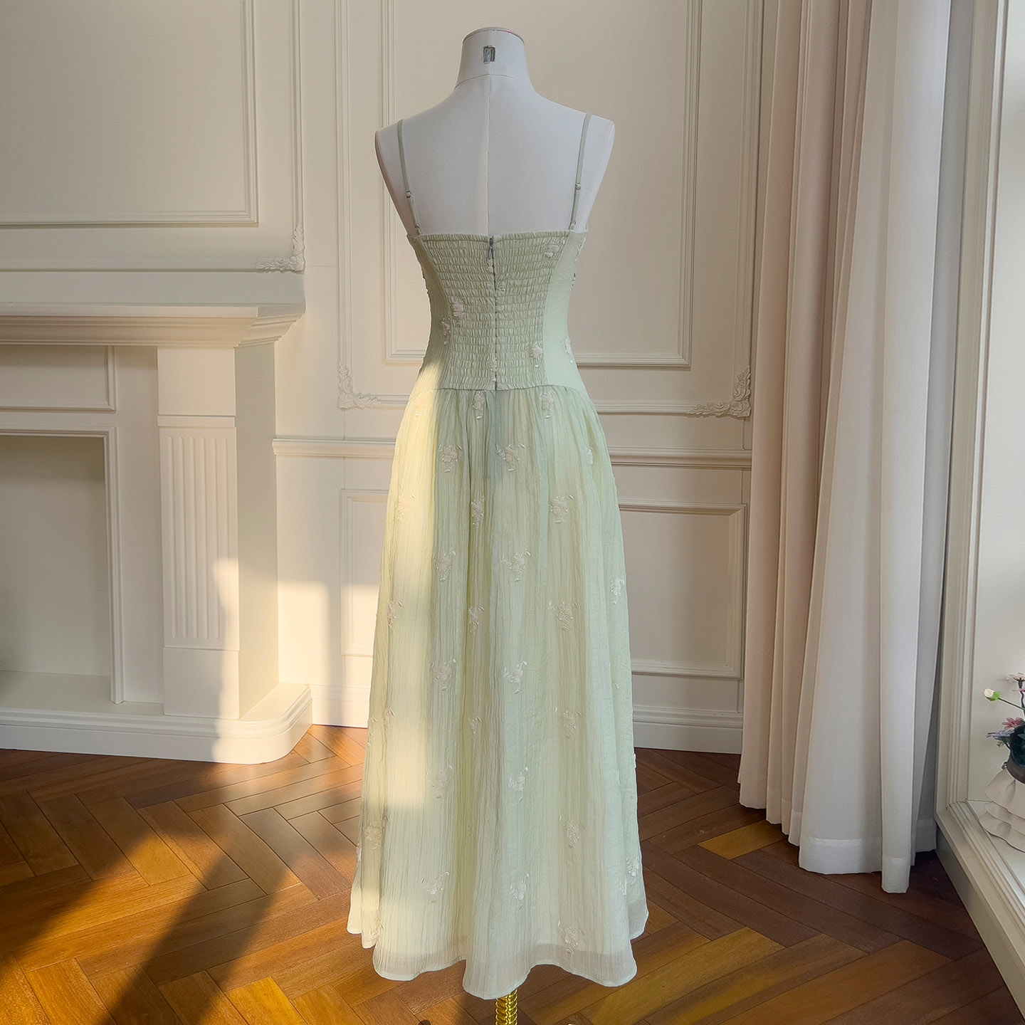 Light Green Floral Embroidered Gown 69552