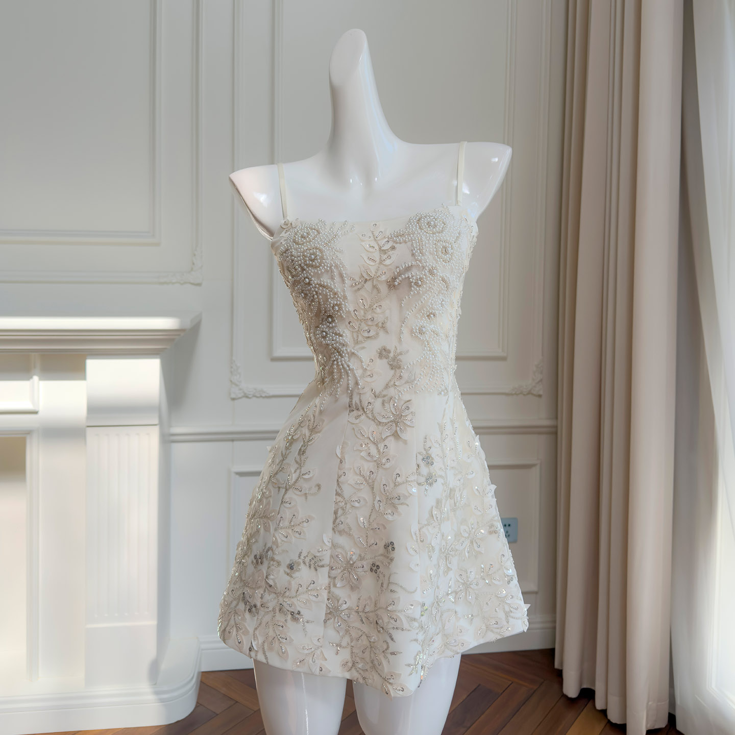 Ivory Beaded Tulle Two-Piece Set69559