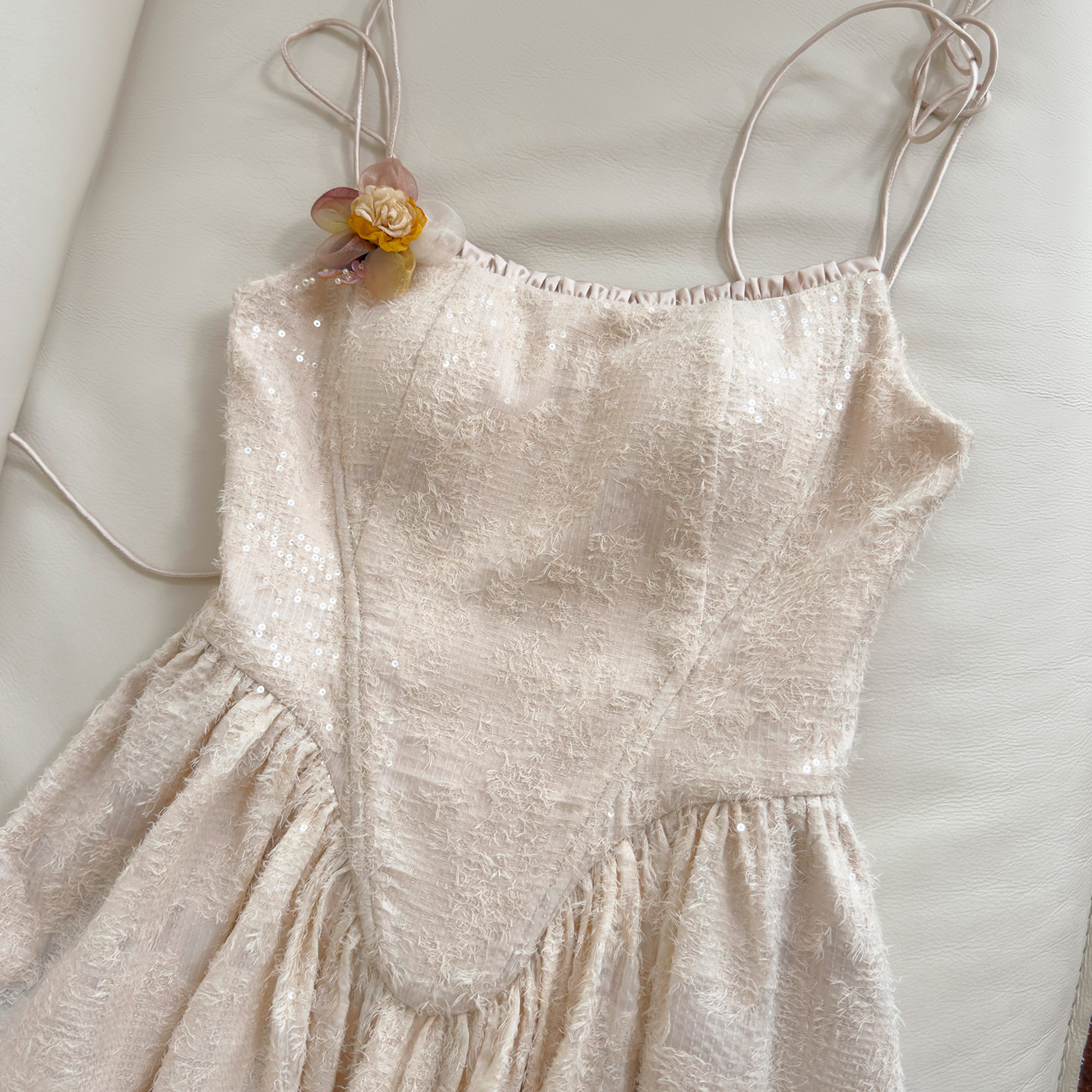 Cream Beige French Style Gentle Maxi Dress69692