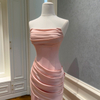 Soft Dusty Pink Strapless Evening Gown69615