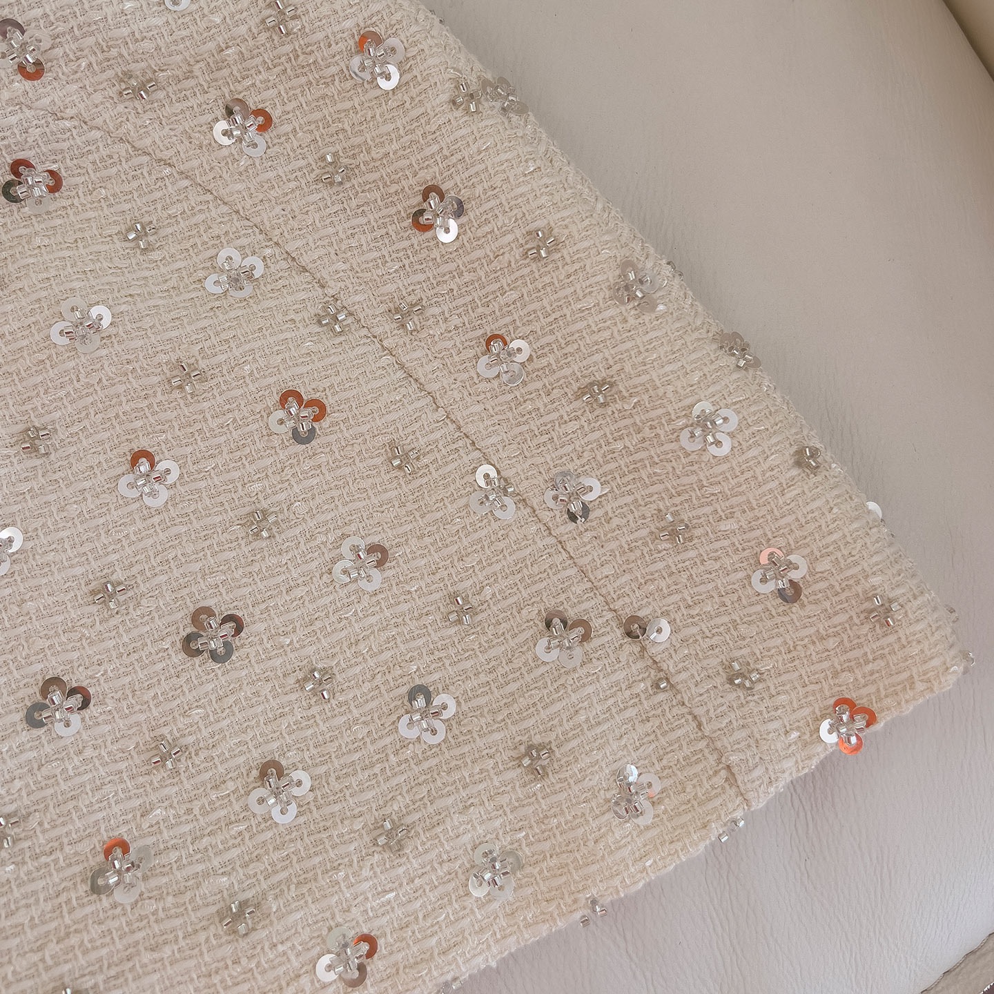 Vintage Princess-Style Tweed 3-Piece Set: Sequined Beaded Coat, Cape & Skirt