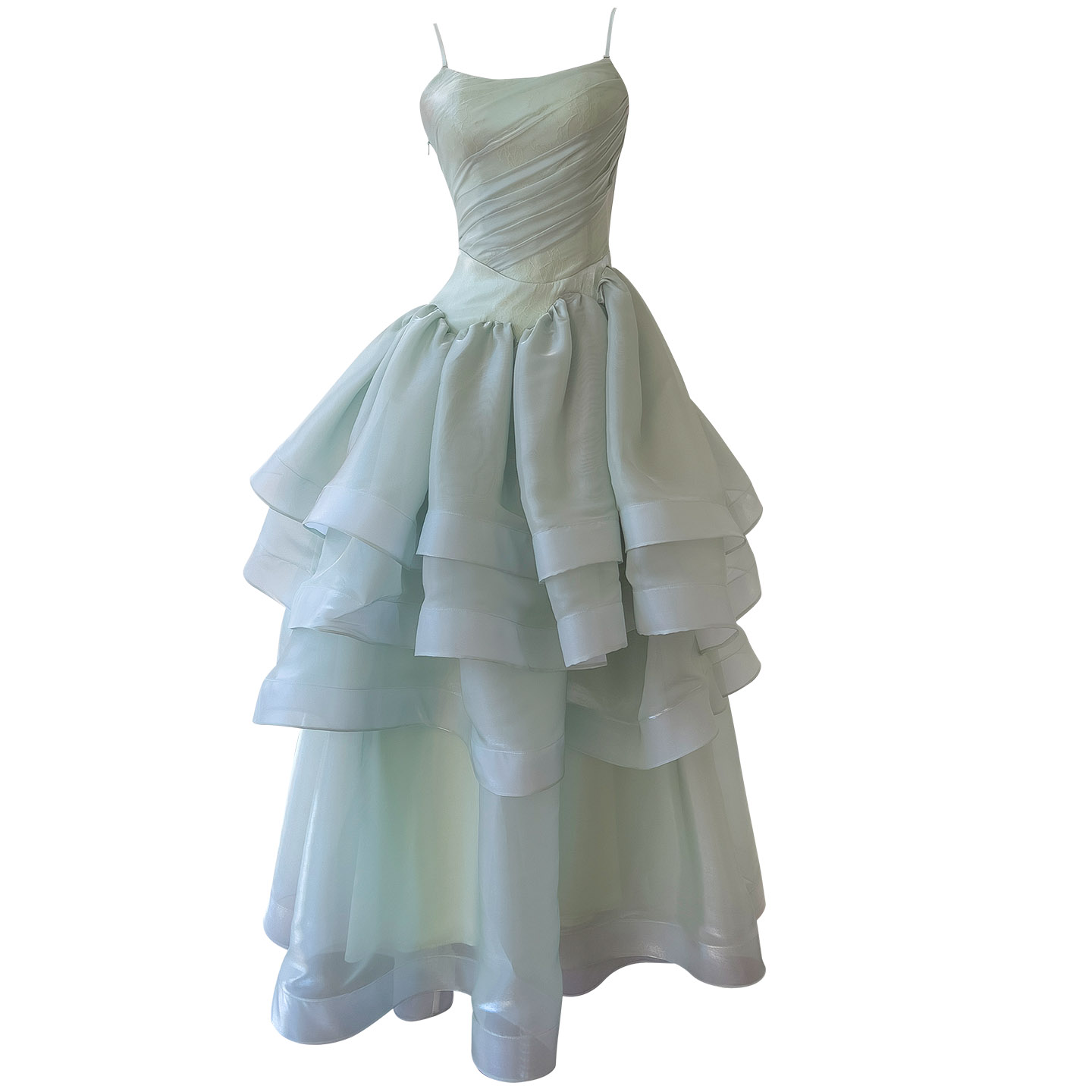 Mint Green Spaghetti Strap Layered Tulle Dress69572
