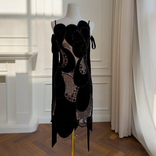 Socialite Style Black Velvet Dress69629