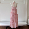 Dusty Pink Spaghetti-Strap Ruffle Tiered Dress69082