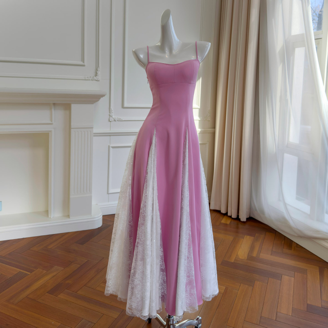 Pink & White Contrast Spaghetti Strap Maxi Dress69634