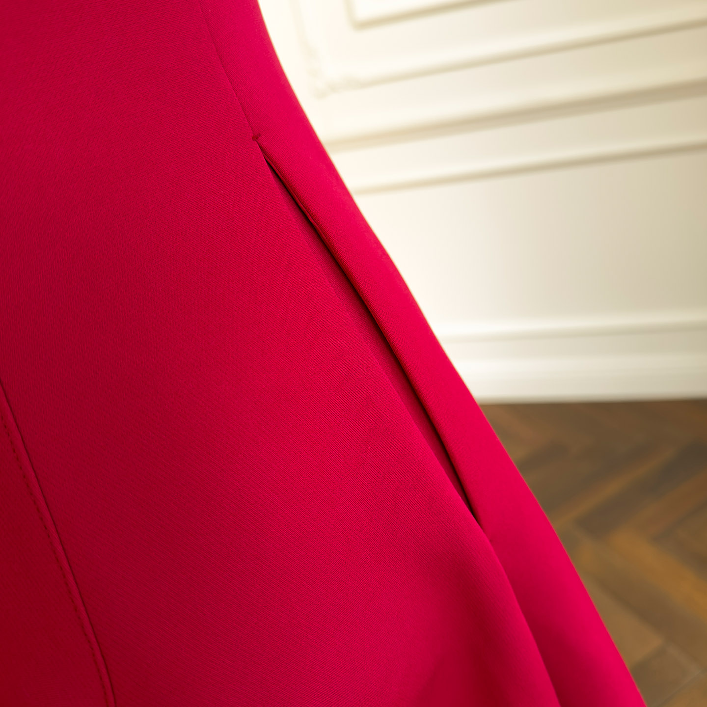 French Hepburn Style Waist-Cinched Slim Fit Square Neck Cap Sleeve Dress, Elegant A-Line Long Dress69635