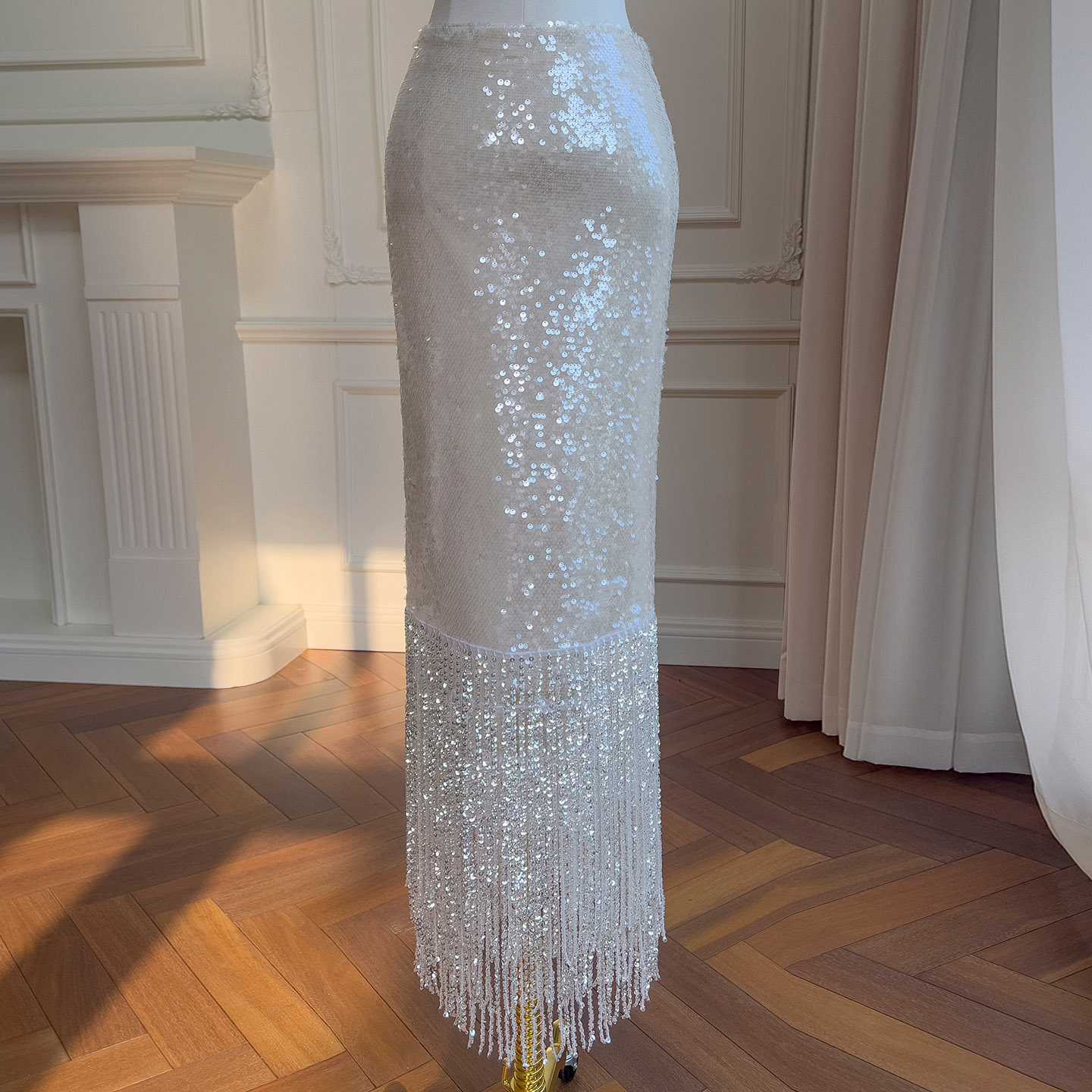 Floral Corset Sequin Fringe Skirt Two-Piece 71501+51423