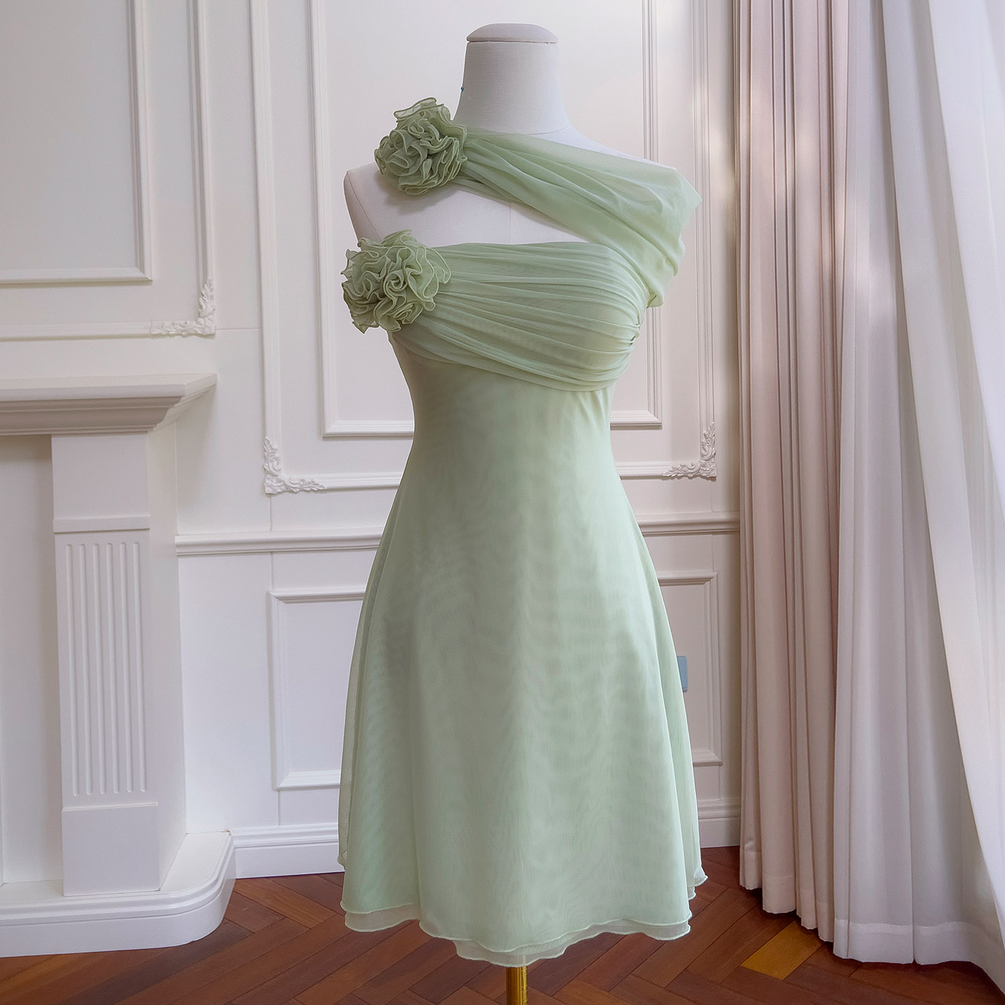 Ruched Bodice Chiffon Dress 69488