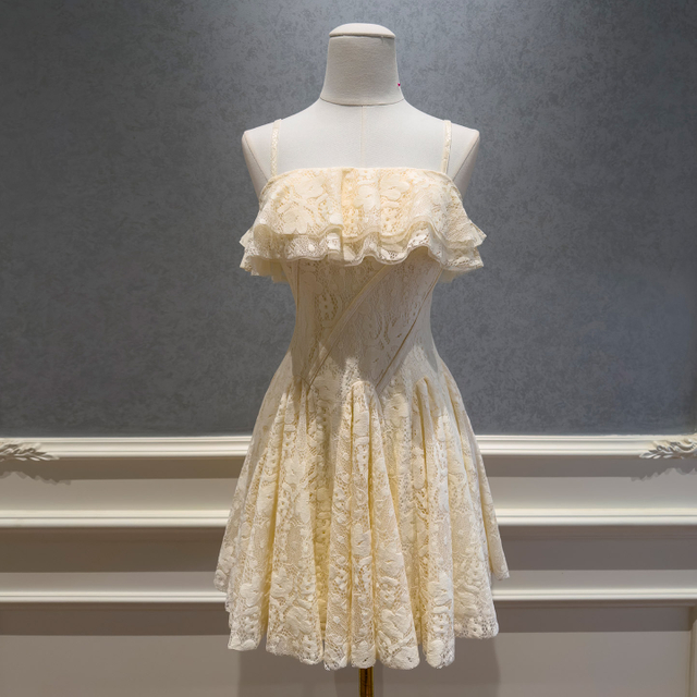 Gentle Lace Ruffle Mini Dress69718