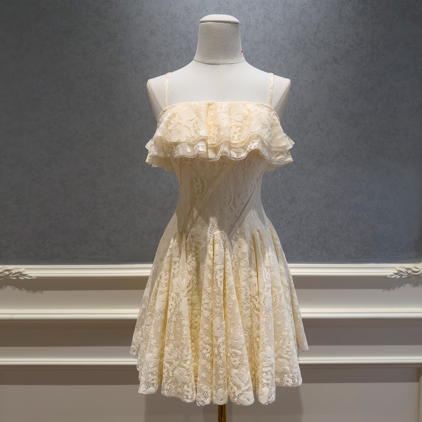 Gentle Lace Ruffle Mini Dress69718