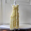 Butter Yellow Asymmetrical Ruffle Halter Maxi Dress69172