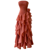 Caramel Orange Strapless Ruffled Dress69746