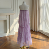 Misty Lavender Strapless Lace Dress69712
