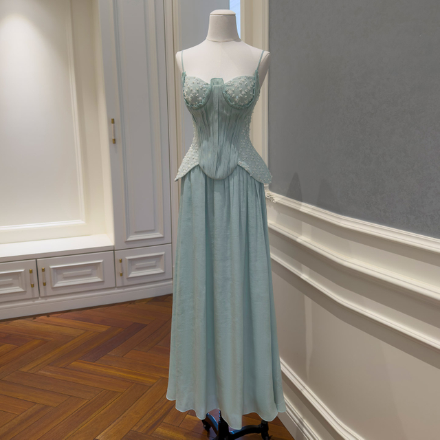 Light Mint Green Spaghetti Strap Corset Two-Piece Set51438+71523