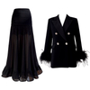 Autumn New Arrival: Black Blazer with Long Tulle Skirt