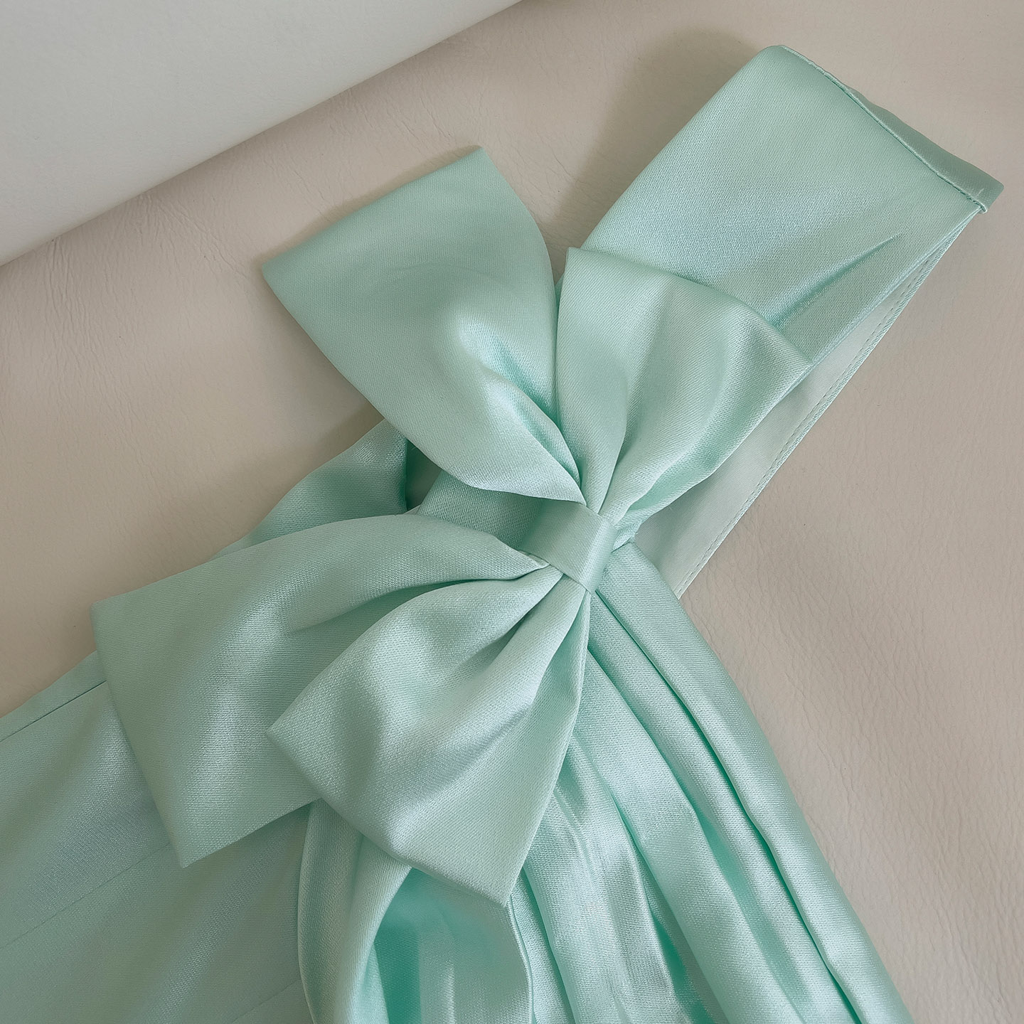 Elegant Mint Green Satin Square Neck Maxi Dress69549