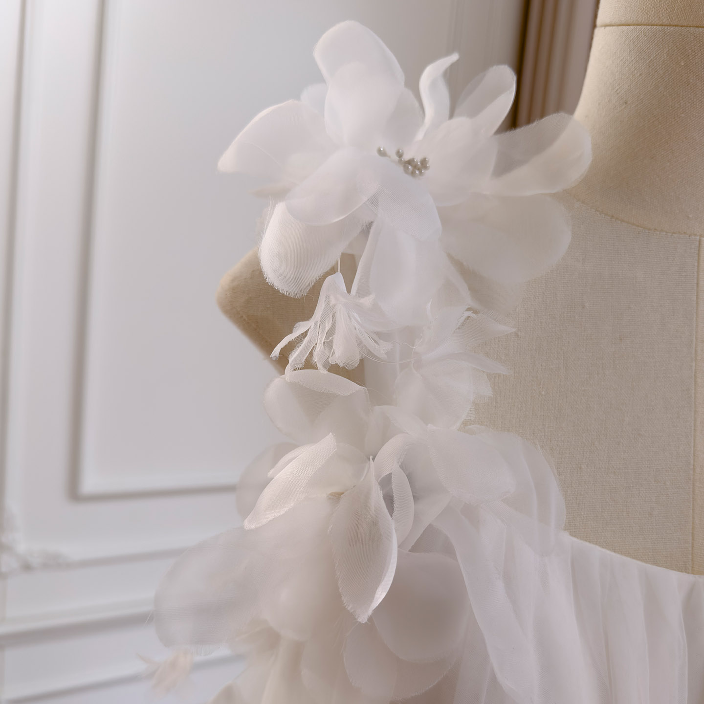 White 3D Floral Tulle Fairy Maxi Dress69590