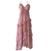 Dusty Pink Spaghetti-Strap Ruffle Tiered Dress69082