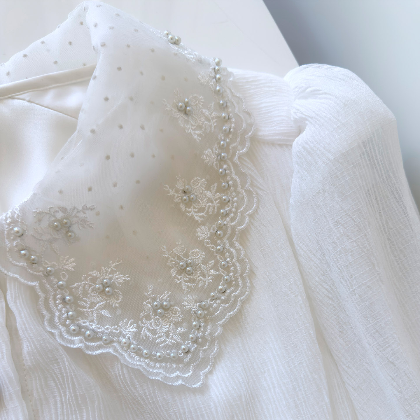 French Luxury Style White Long-Sleeve Romper Dress69628