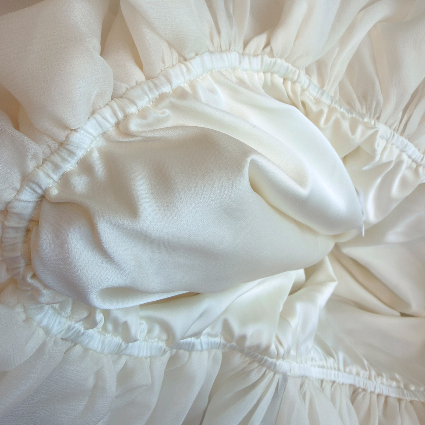 French Cream White Strapless Camisole Long Top with White Long Skirt 71525+51423 