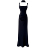 Black Ruched Waist Evening Gown 69544