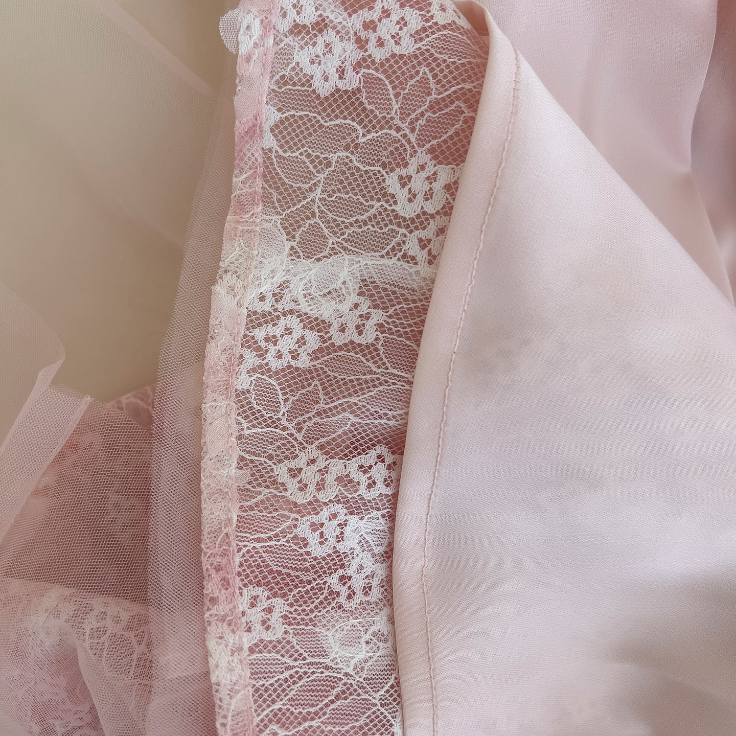 Pink Tie-Dye Lace Puff Sleeve Maxi Dress69557